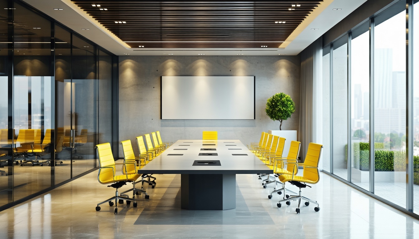 boardroom table with yellow chairs contemporary office-1
